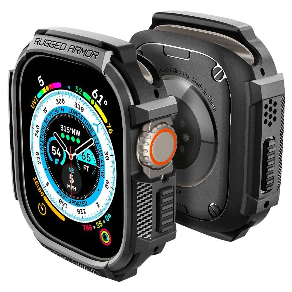 „Spigen Rugged Armor“, juodas - Apple Watch Ultra 2/Ultra 49mm