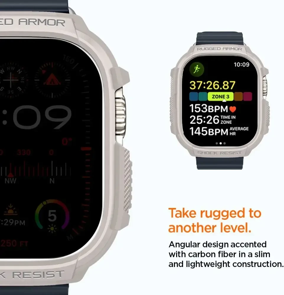 Apple Watch Ultra 1 / 2 (49mm) Spigen Rugged Armor beige dėklas laikrodžiui