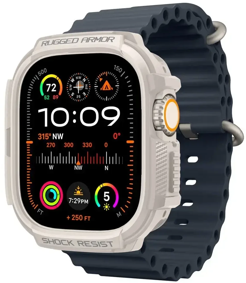 Apple Watch Ultra 1 / 2 (49mm) Spigen Rugged Armor beige dėklas laikrodžiui