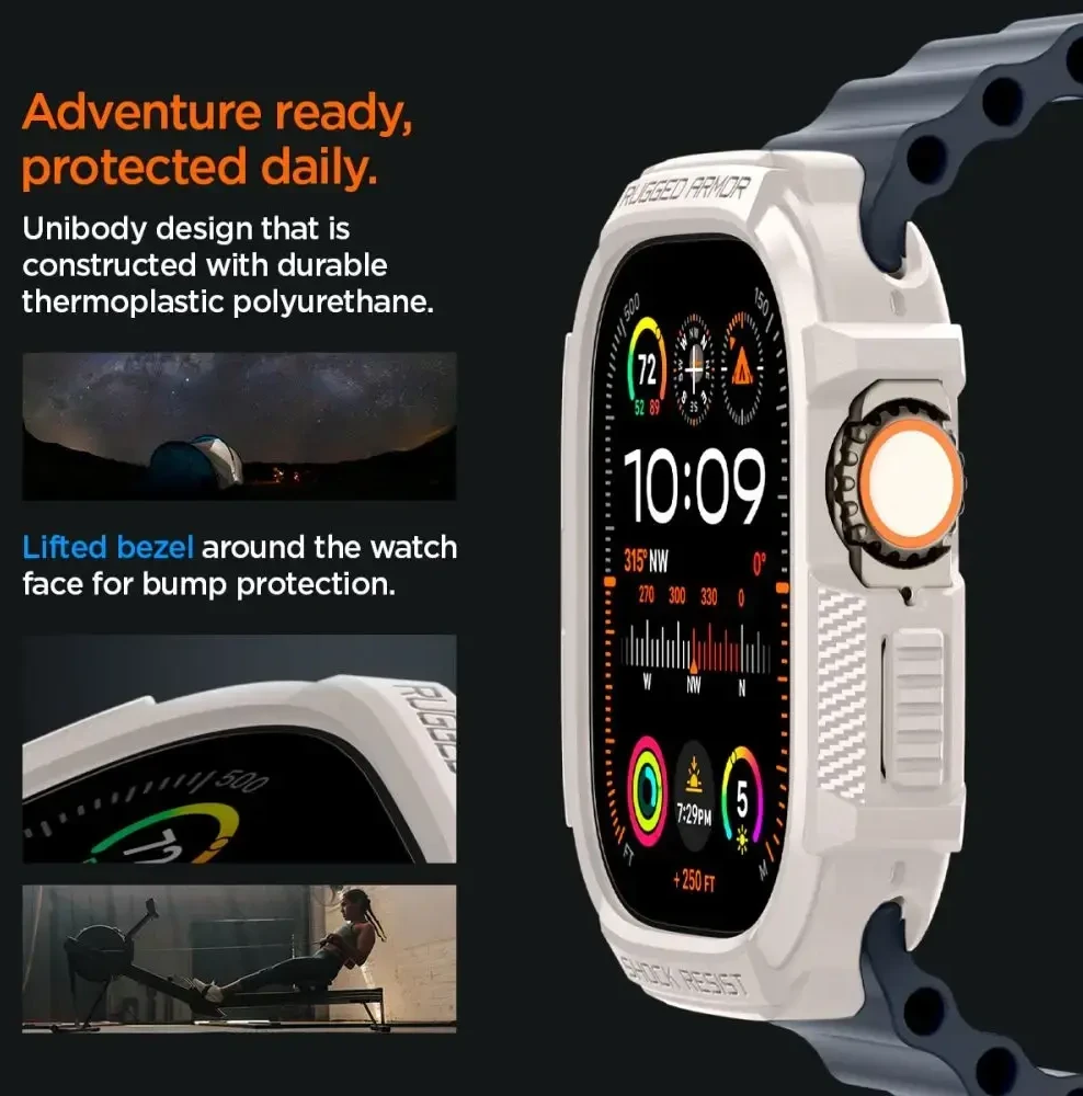 Apple Watch Ultra 1 / 2 (49mm) Spigen Rugged Armor beige dėklas laikrodžiui