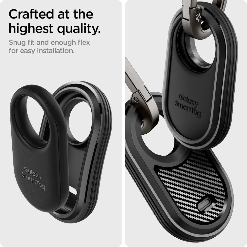 Spigen Rugged Armor – dėklas skirtas Samsung Galaxy SmartTag 2 Juodas