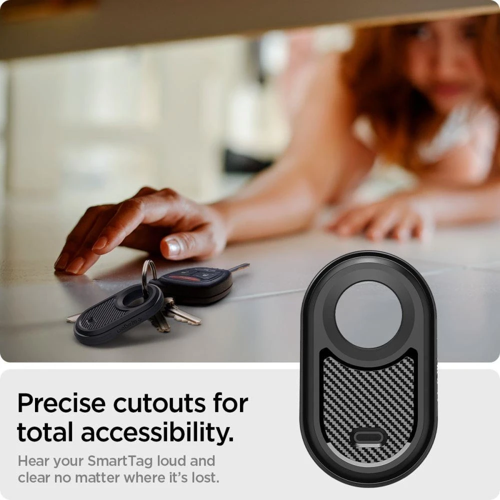 Spigen Rugged Armor – dėklas skirtas Samsung Galaxy SmartTag 2 Juodas