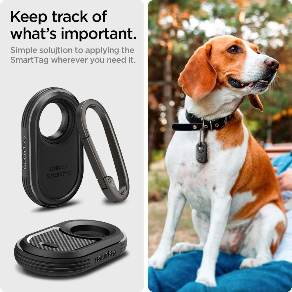 Spigen Rugged Armor – dėklas skirtas Samsung Galaxy SmartTag 2 Juodas