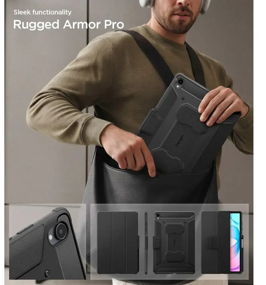 Spigen Rugged Armor Pro Case for Samsung Galaxy Tab S12+ 12.6" - Matte Juodas