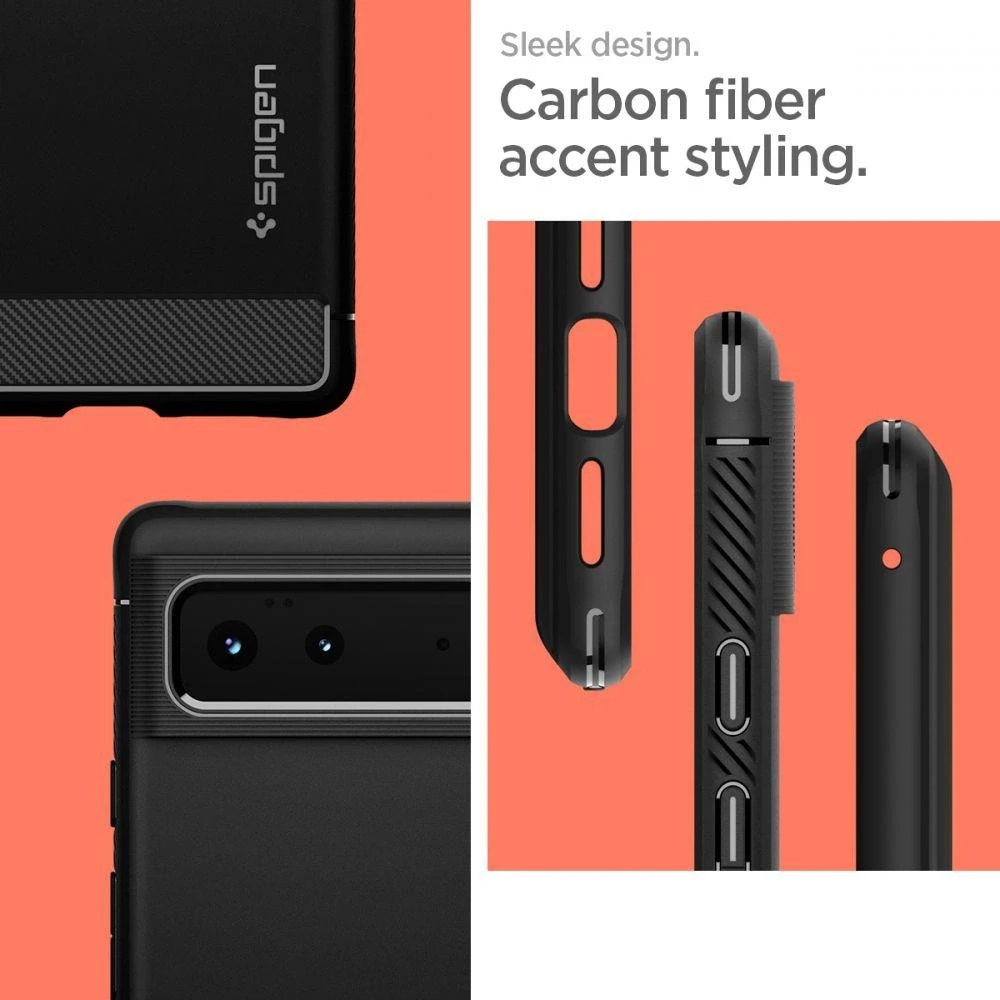 Dėklas Spigen Rugged Armor, juodas - Google Pixel 6