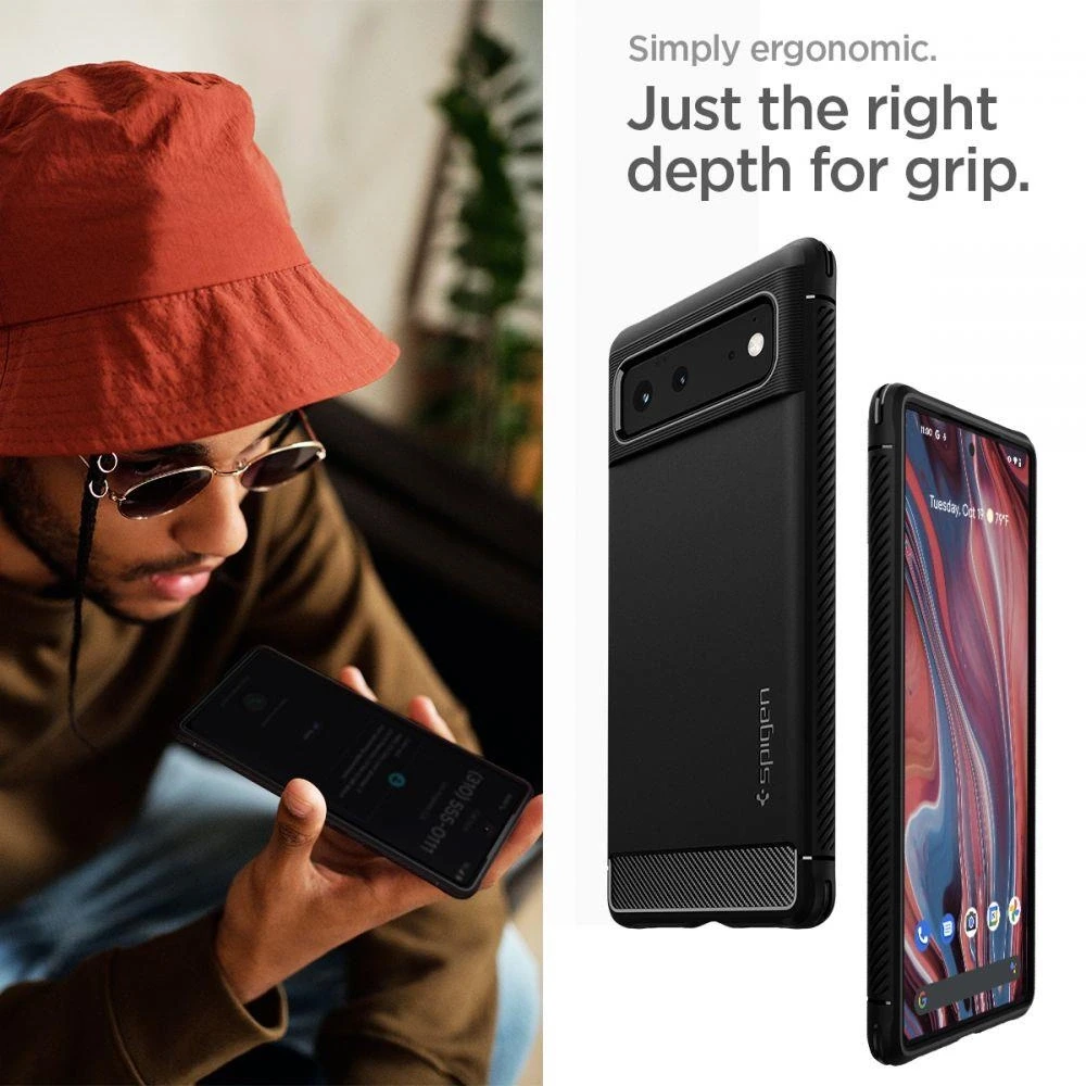 Dėklas Spigen Rugged Armor, juodas - Google Pixel 6