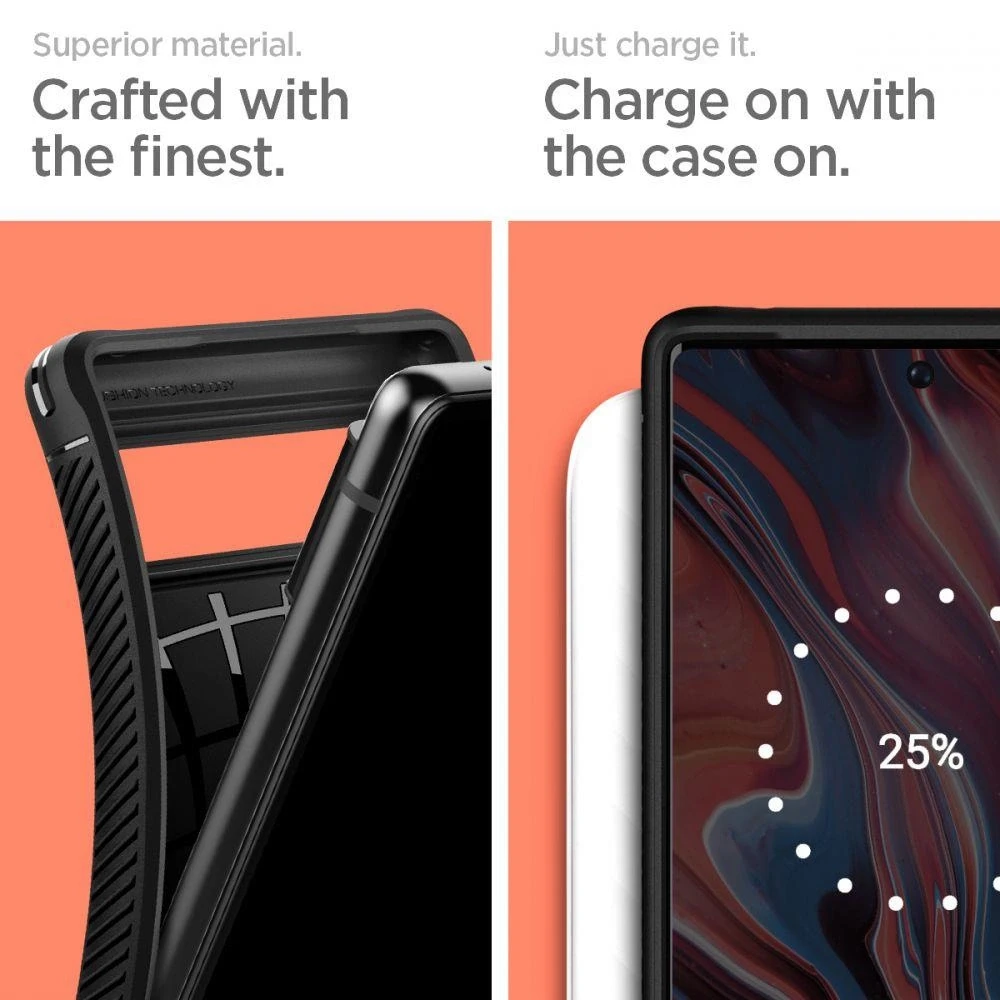 Dėklas Spigen Rugged Armor, juodas - Google Pixel 6