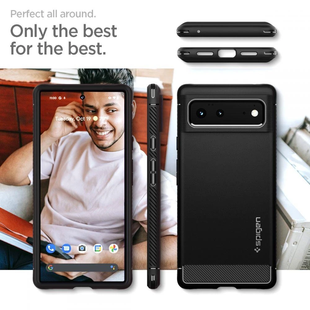 Dėklas Spigen Rugged Armor, juodas - Google Pixel 6