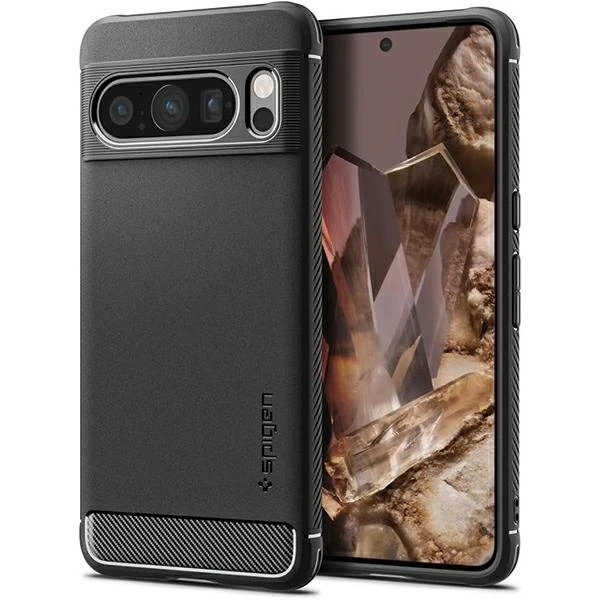 Dėklas Spigen Rugged Armor, matinė juoda - Google Pixel 8 Pro