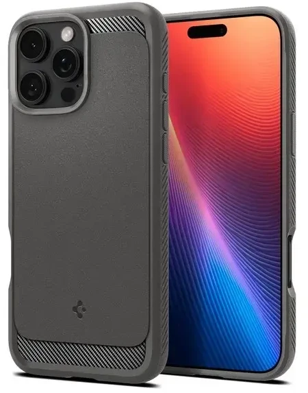 Spigen Rugged Armor MagSafe do Apple iPhone 16 Pro Max – dėklas telefonui pilkos spalvos
