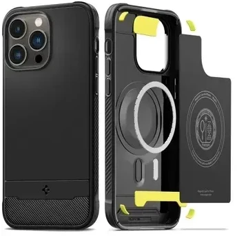 Apple iPhone 15 Pro Max Spigen Rugged Armor MagSafe Matte telefono dėklas juodos spalvos