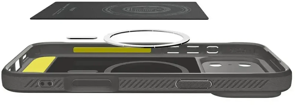 Spigen Rugged Armor Mag MagSafe dėklas skirtas iPhone 17 Pro, pilkas