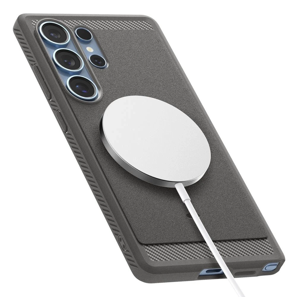 Spigen Rugged Armor Mag MagSafe – dėklas skirtas Samsung Galaxy S25 Ultra Marble Pilkas