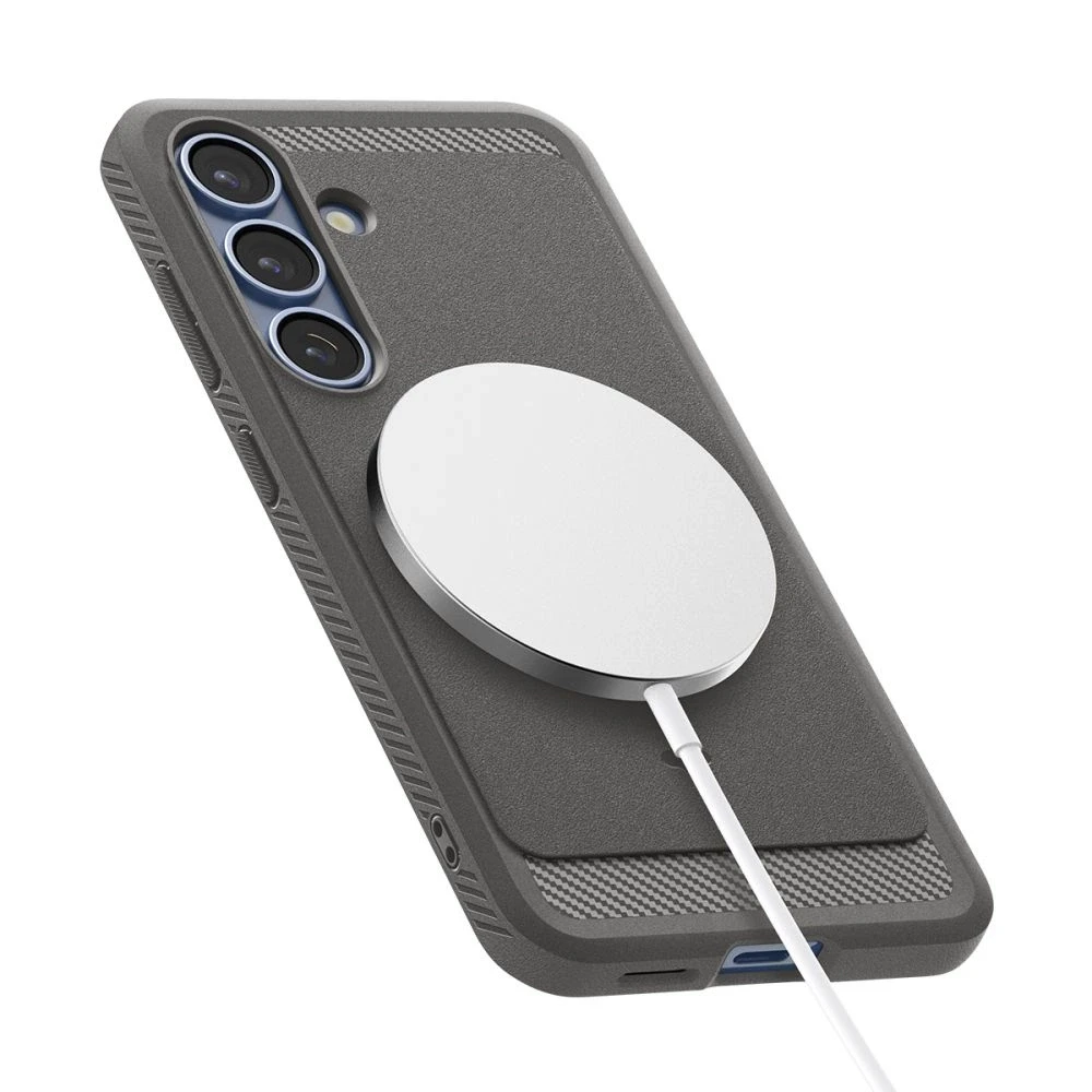 Spigen Rugged Armor Mag MagSafe Samsung Galaxy S25 – dėklas telefonui pilkos spalvos