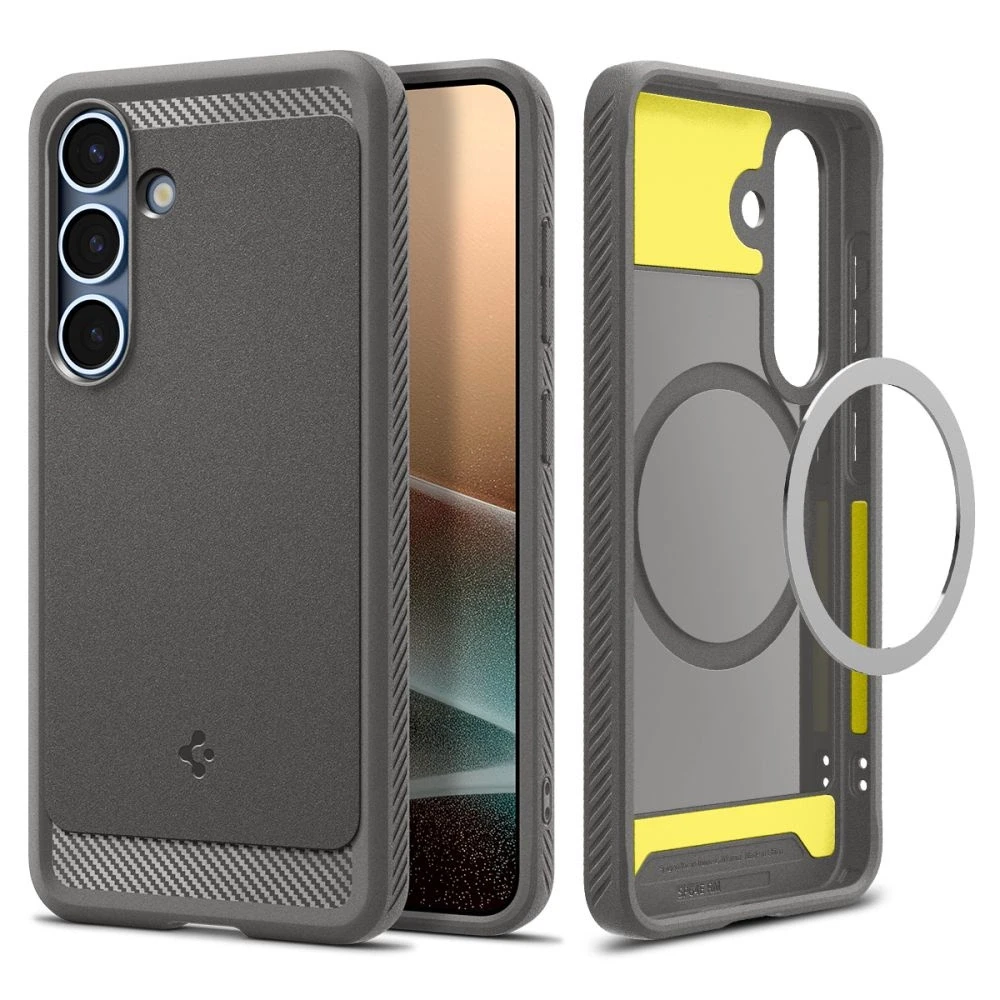 Spigen Rugged Armor Mag MagSafe Samsung Galaxy S25 – dėklas telefonui pilkos spalvos