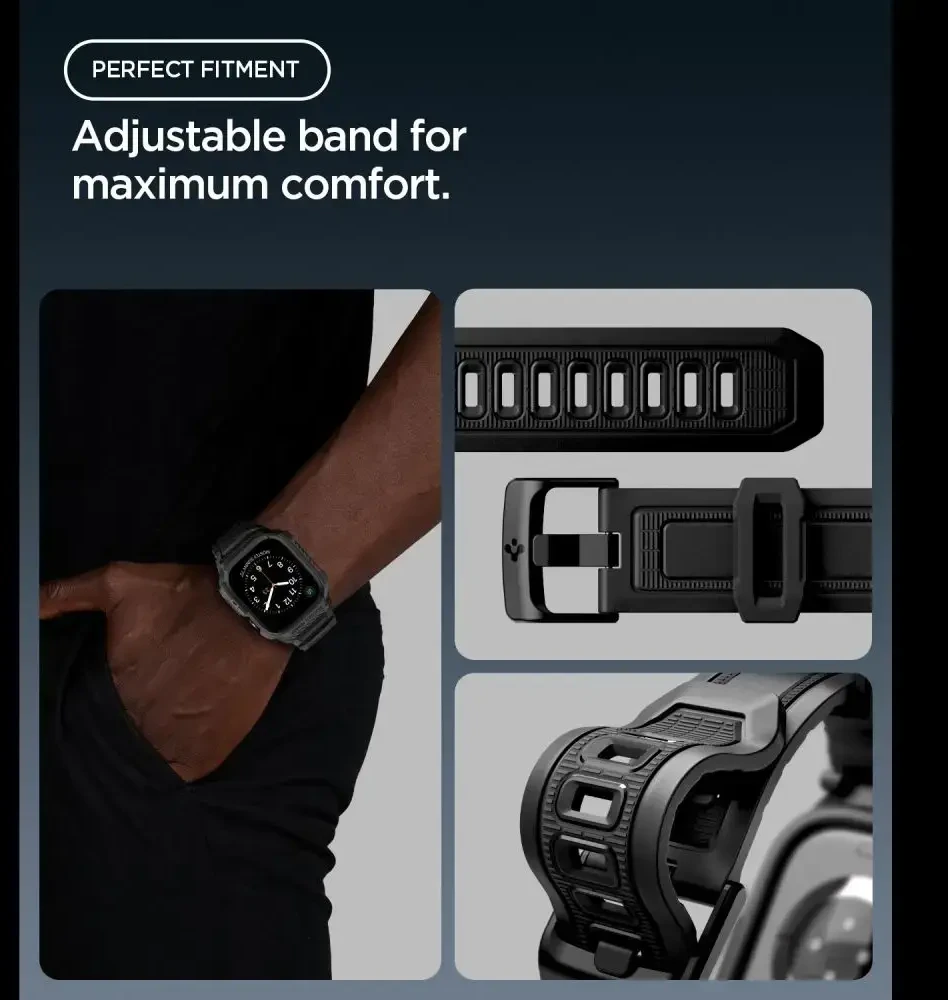 Spigen Rugged Armor Pro Apple Watch 42mm Strap - Matte Juodas