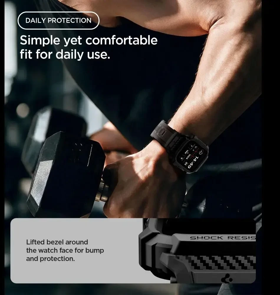 Spigen Rugged Armor Pro Apple Watch 42mm Strap - Matte Juodas