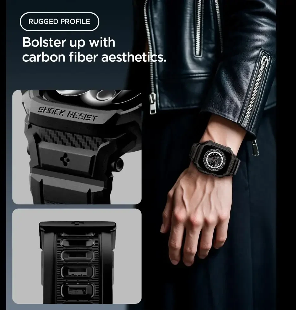 Spigen Rugged Armor Pro Apple Watch 42mm Strap - Matte Juodas