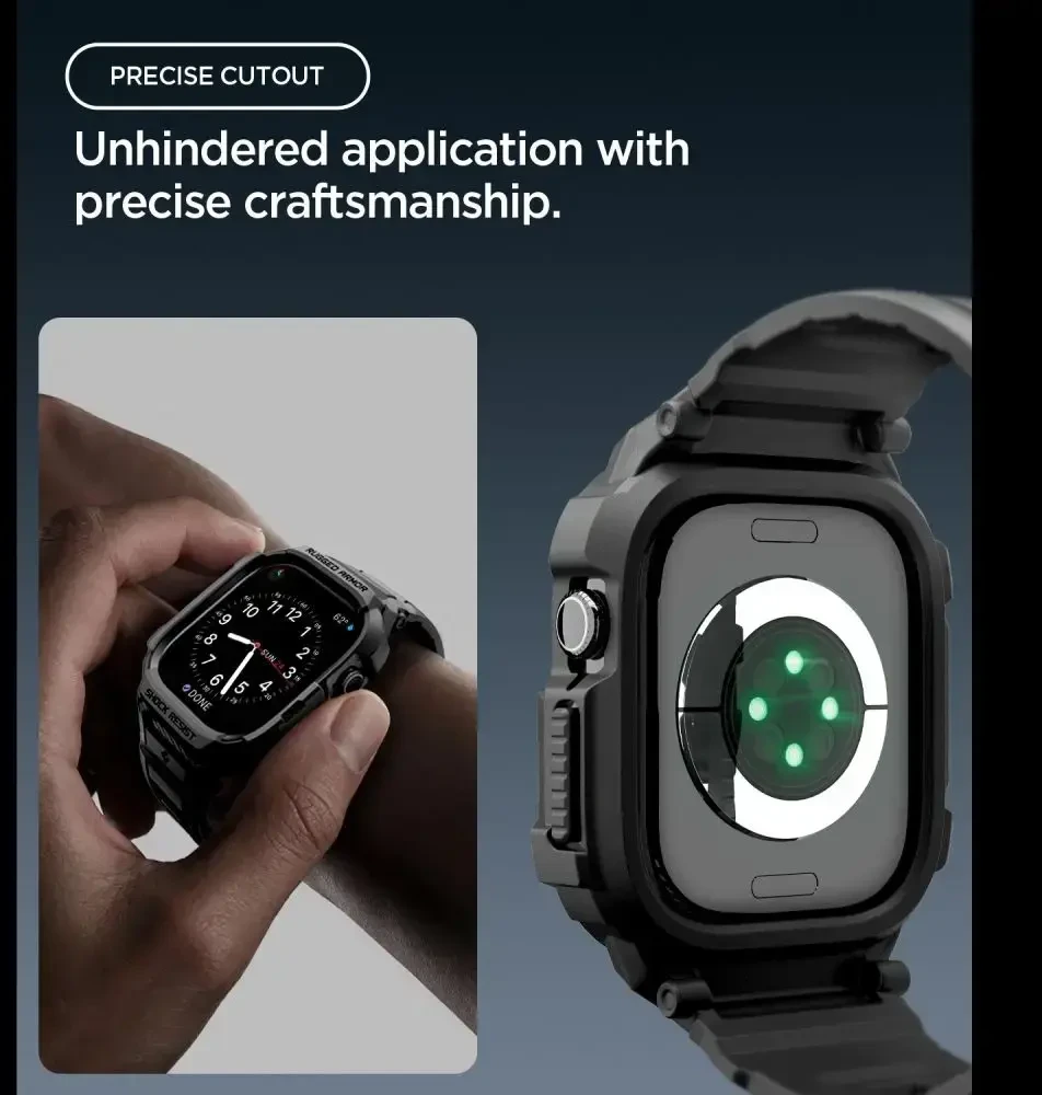 Spigen Rugged Armor Pro Apple Watch 42mm Strap - Matte Juodas