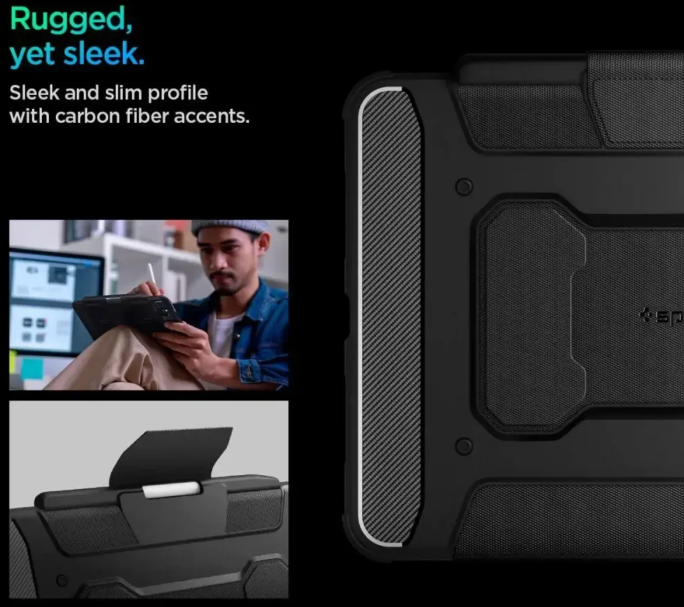 Spigen „Rugged Armor Pro“ dėklas, skirtas „iPad Pro 11“ 2024 m. – juodas