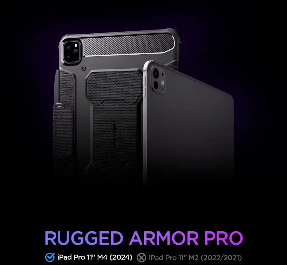 Spigen „Rugged Armor Pro“ dėklas, skirtas „iPad Pro 11“ 2024 m. – juodas