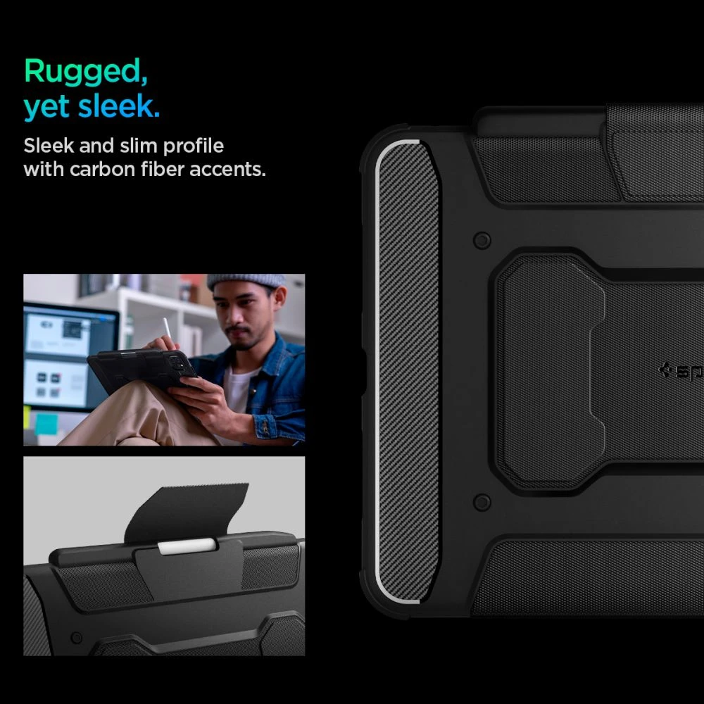 Spigen Rugged Armor Pro, juodos spalvos – Apple iPad Pro 11″ 2024