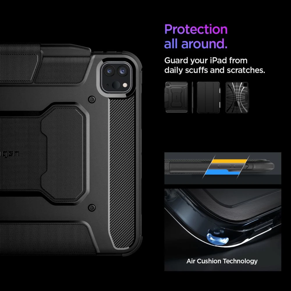 Spigen Rugged Armor Pro, juodos spalvos – Apple iPad Pro 11″ 2024