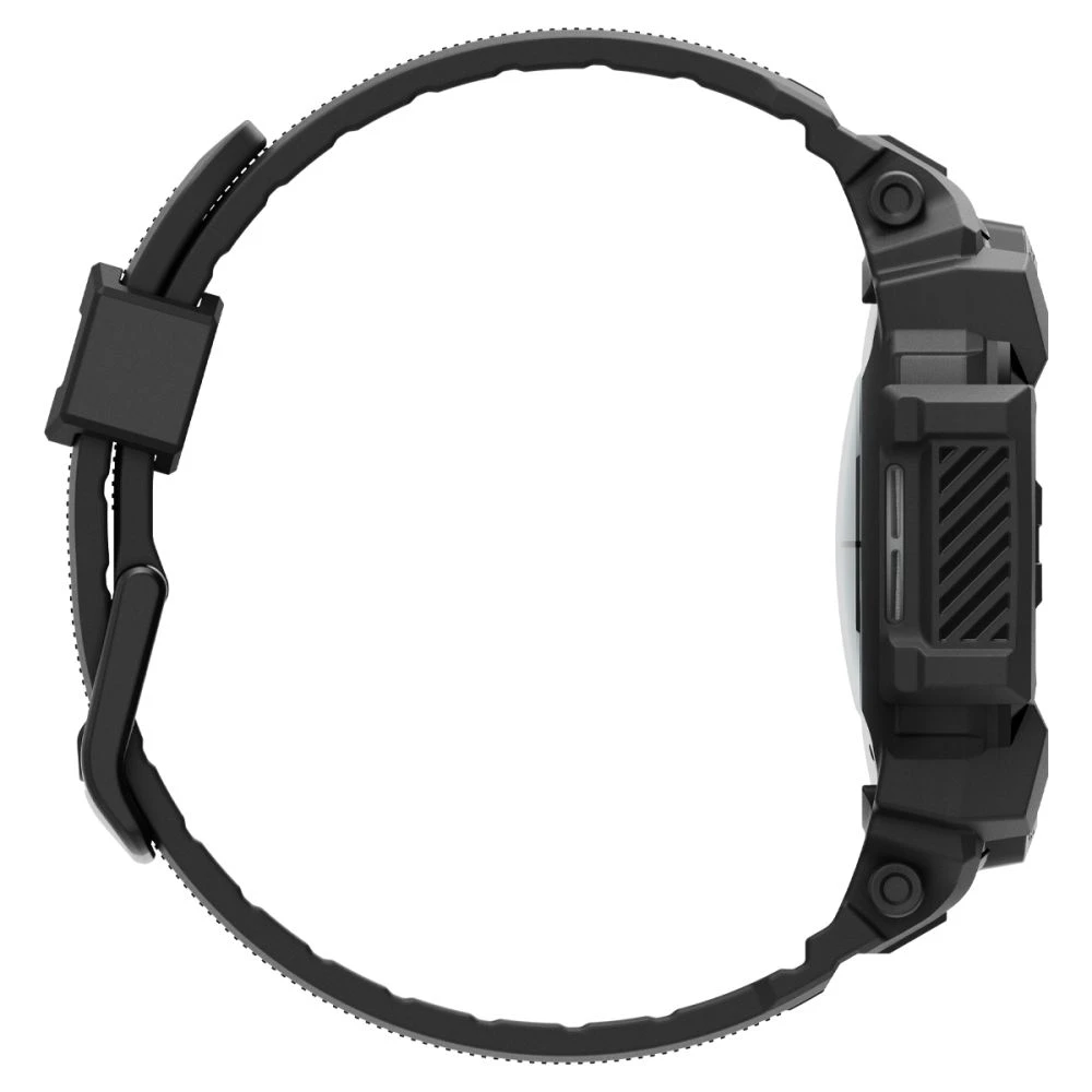 „Spigen Rugged Armor Pro“ – dirželis + dėklas, skirtas „Samsung Galaxy Watch 7“ 44 mm (matinis juodas)