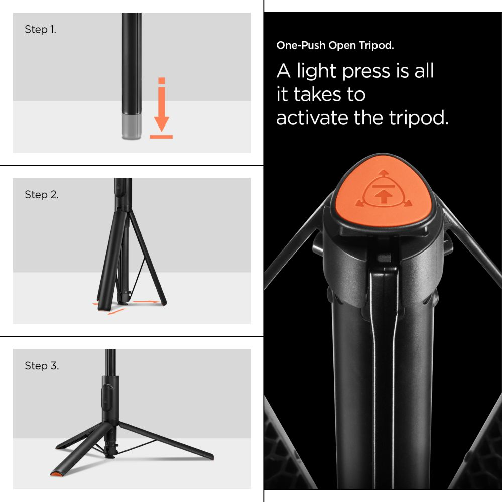 Spigen S541W Bluetooth asmenukių lazda štatyvas juodos spalvos