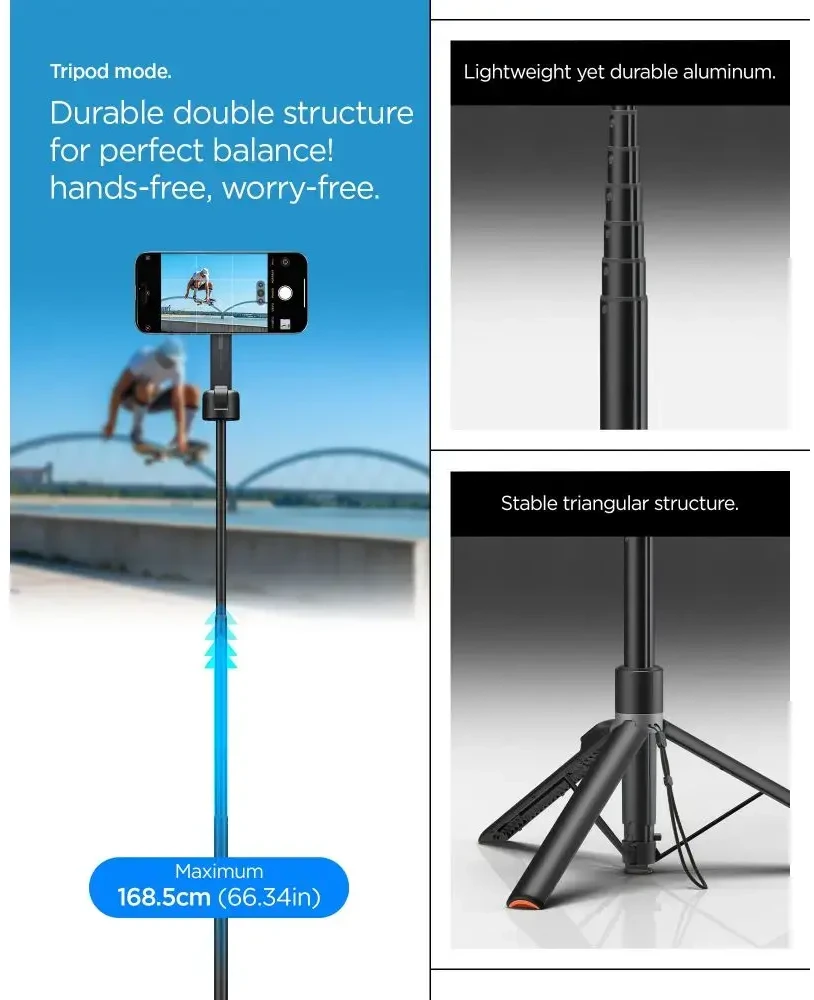 Spigen Selfie Stick MagSafe+ Tripod, juodas