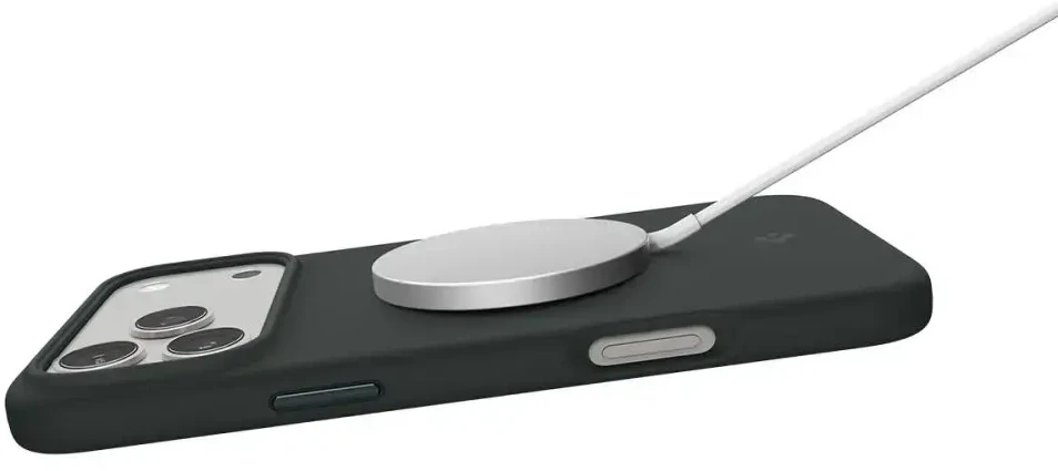Spigen Silikono „MagSafe“ dėklas skirtas iPhone 17 Pro – žalias