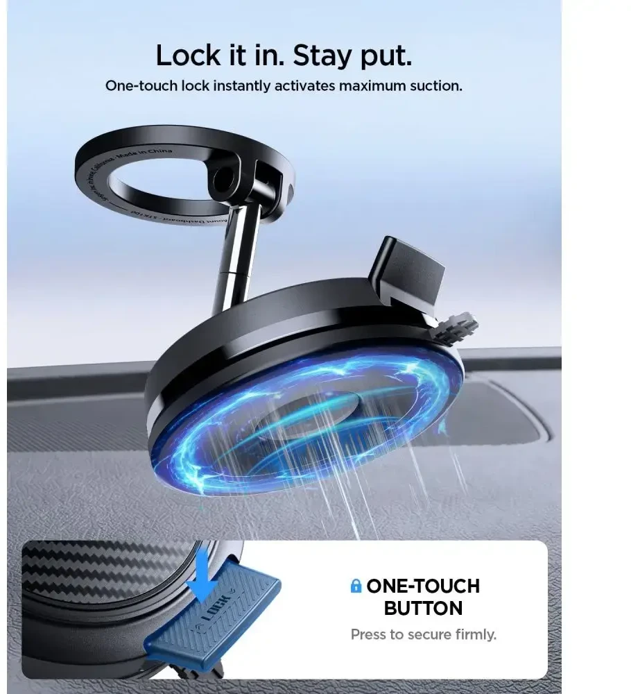 SPIGEN STK100 VACUUMLOCK magnetinis MagSafe prietaisų skydelio laikiklis automobiliui, juodas