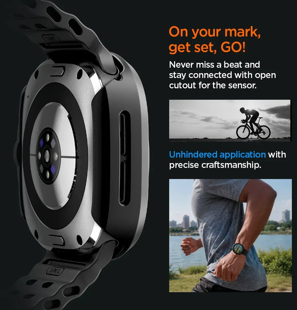 Spigen Thin Fit 360, juodas – Samsung Galaxy Watch Ultra 2 47mm