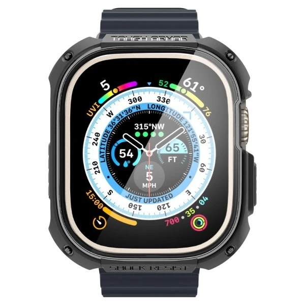 Dėklas „Spigen Tough Armor“, juodas - Apple Watch Ultra 2/Ultra 49mm