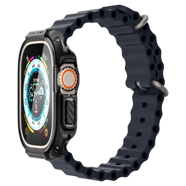 Dėklas „Spigen Tough Armor“, juodas - Apple Watch Ultra 2/Ultra 49mm