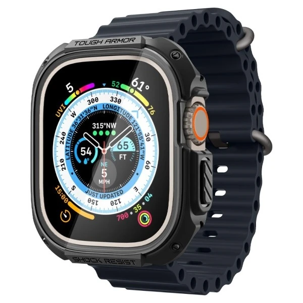 Dėklas „Spigen Tough Armor“, juodas - Apple Watch Ultra 2/Ultra 49mm