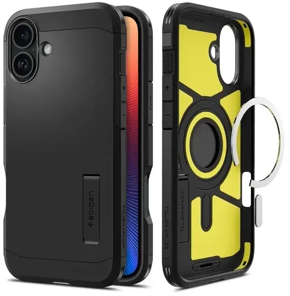 Dėklas „Spigen Tough Armor MAG iPhone 16 Plus MagSafe“ juodas ACS08085