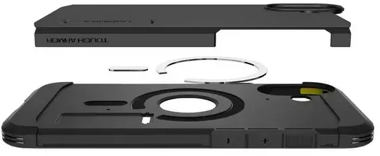 Dėklas „Spigen Tough Armor MAG iPhone 16 Plus MagSafe“ juodas ACS08085