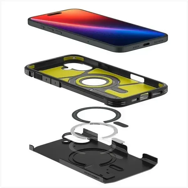Dėklas „Spigen Tough Armor MAG iPhone 16 Plus MagSafe“ juodas ACS08085