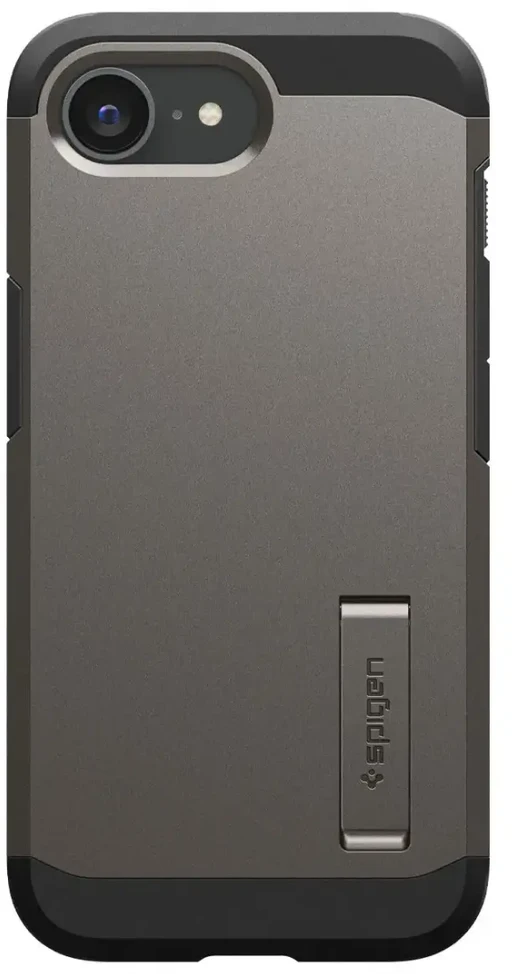 Spigen Tough Armor MagSafe Apple iPhone SE 4 (2025) su Stand – dėklas telefonui pilkos spalvos