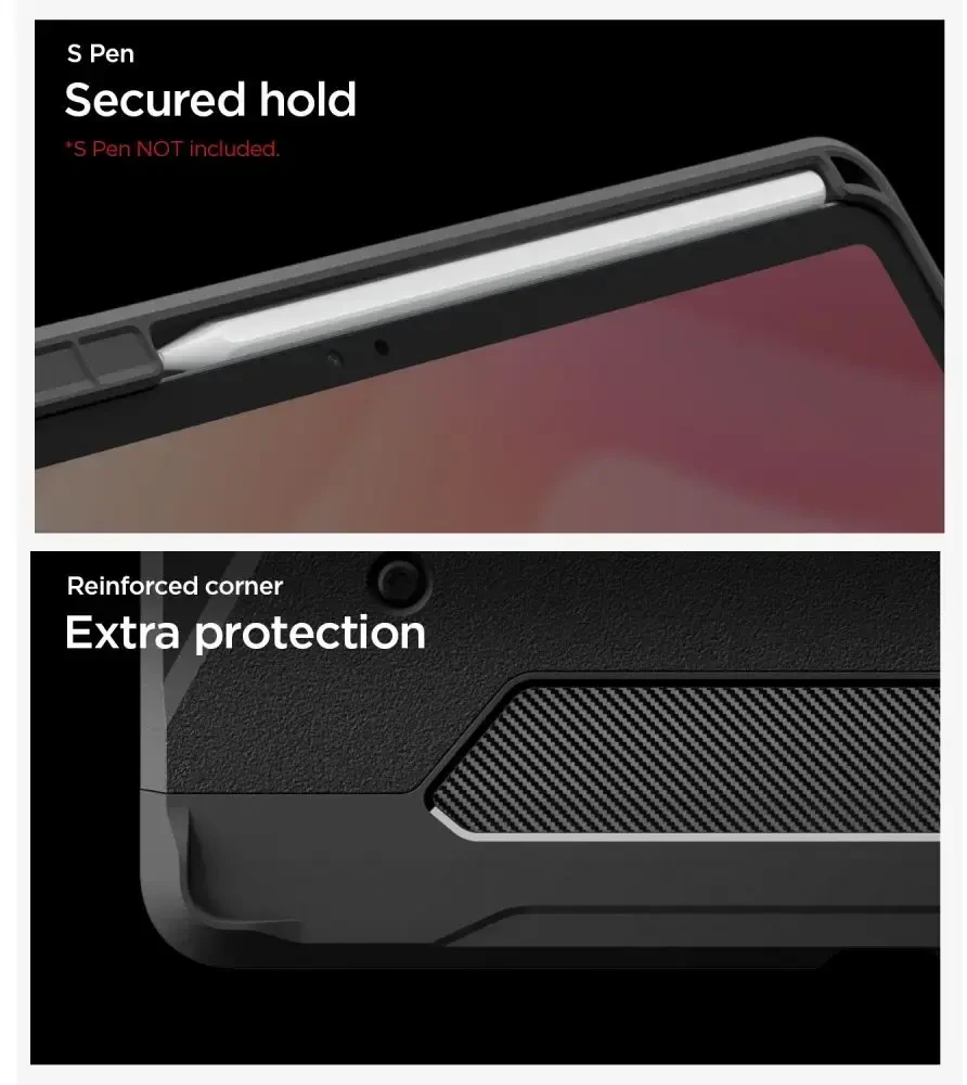 Spigen Tough Armor Pro Case for Samsung Galaxy Tab S12+ 12.6" - juodas
