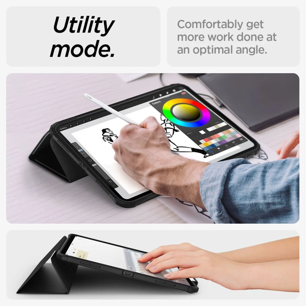 Spigen Ultra Hybrid Pro, juodos spalvos – Apple iPad Air 13″ 2024/2025/2026