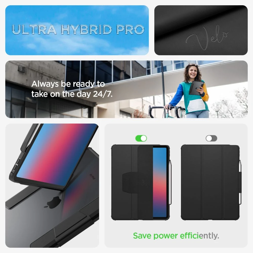 Spigen Ultra Hybrid Pro, juodos spalvos – Apple iPad Air 13″ 2024/2025/2026