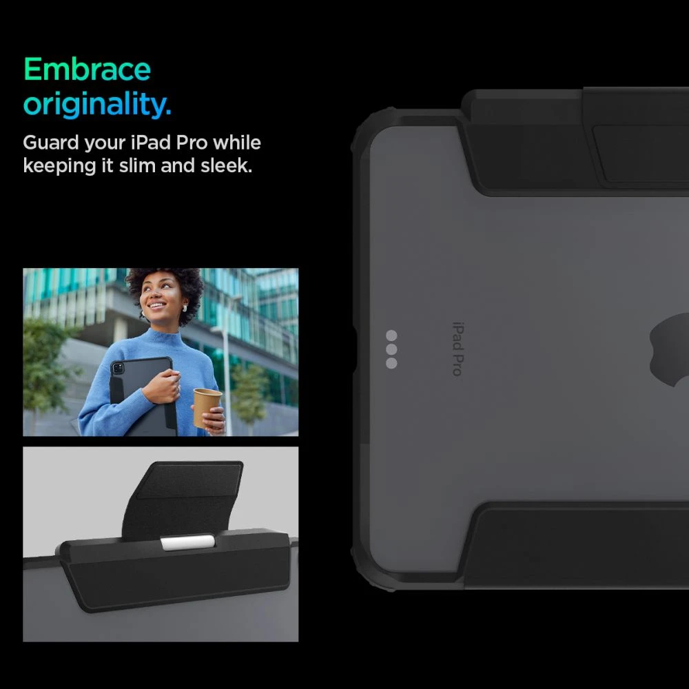 Spigen Ultra Hybrid Pro, juodos spalvos – Apple iPad Pro 11″ 2024