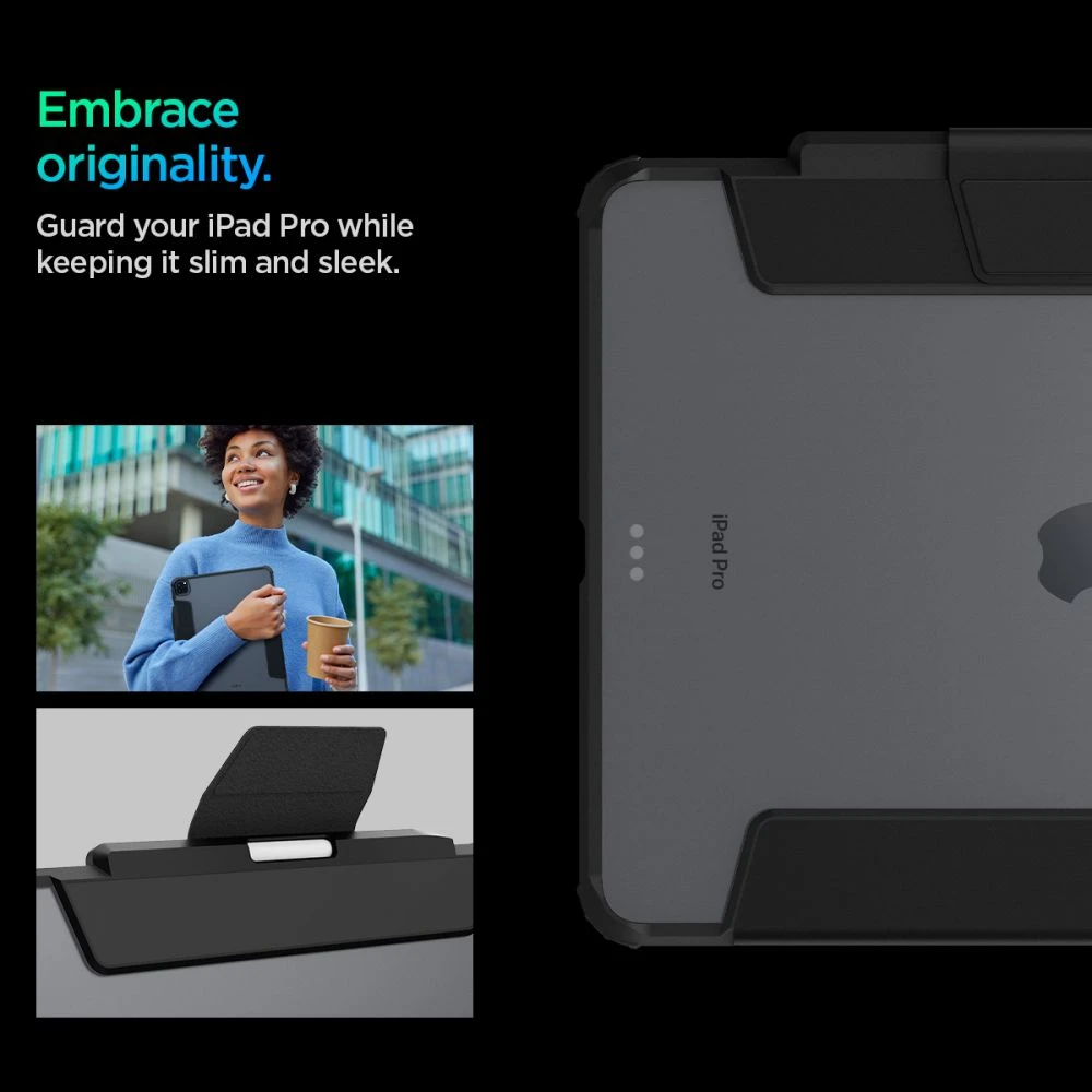 Spigen Ultra Hybrid Pro – dėklas skirtas Apple iPad Pro 13 M4 2024 Juodas