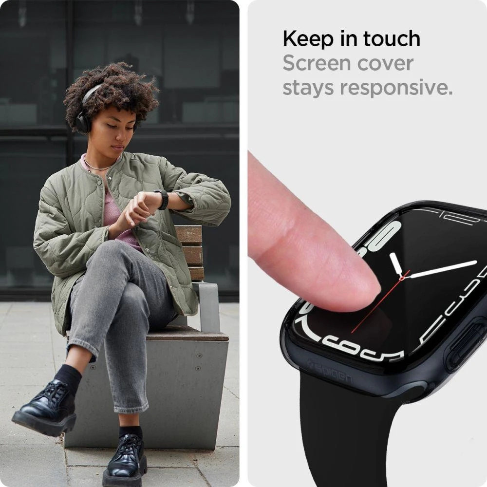 „Spigen Ultra Hybrid“ dėklas, skirtas „Apple Watch 7/8/9“ (45 mm) (kosminis krištolas)