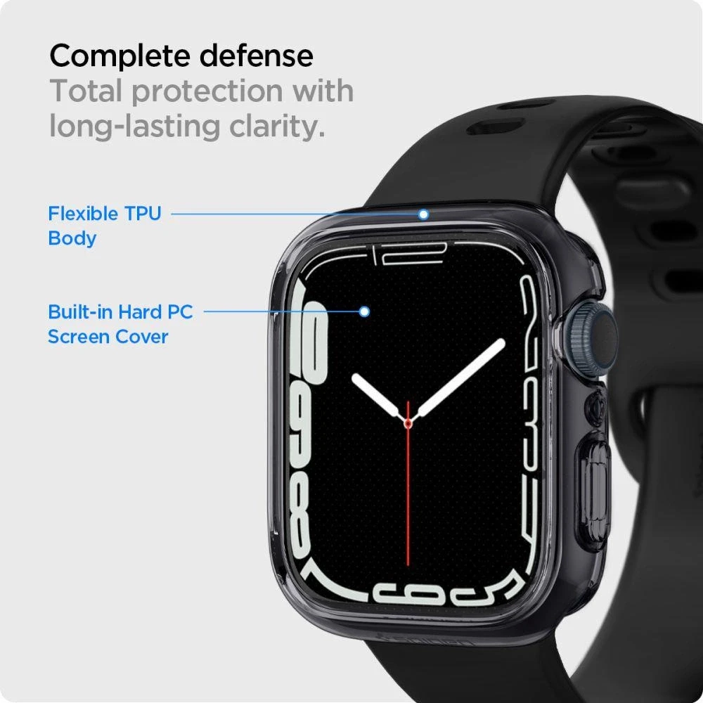 „Spigen Ultra Hybrid“ dėklas, skirtas „Apple Watch 7/8/9“ (45 mm) (kosminis krištolas)
