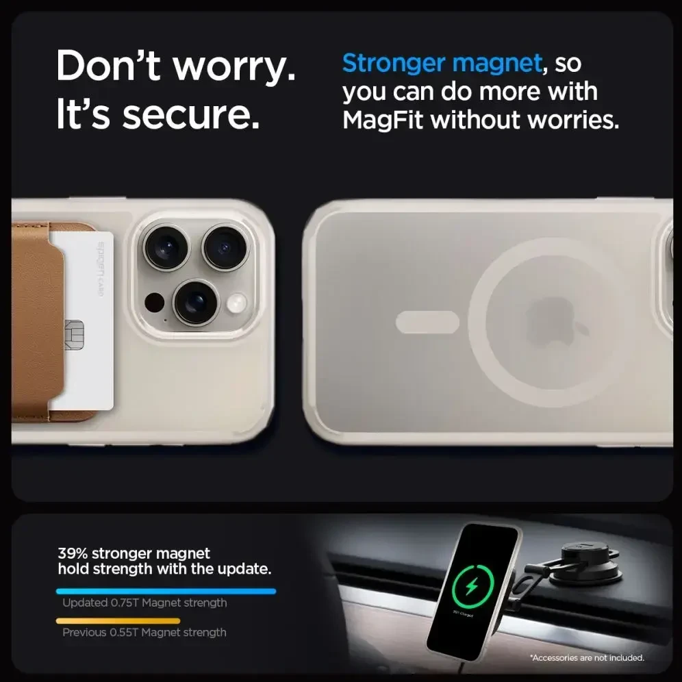Spigen Ultra Hybrid (MagFit) dėklas skirtas Apple iPhone 15 Pro, spalva - Frost Natural Titanium