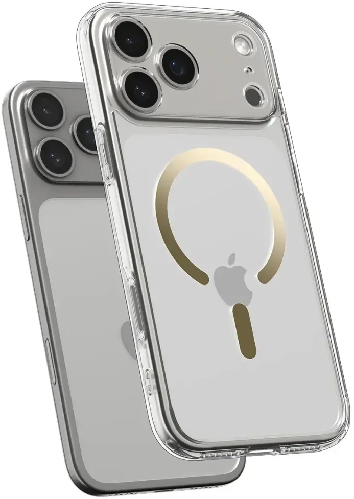 „Spigen Ultra Hybrid MagSafe“, skaidrus auksinis dėklas - iPhone 17 Pro Max