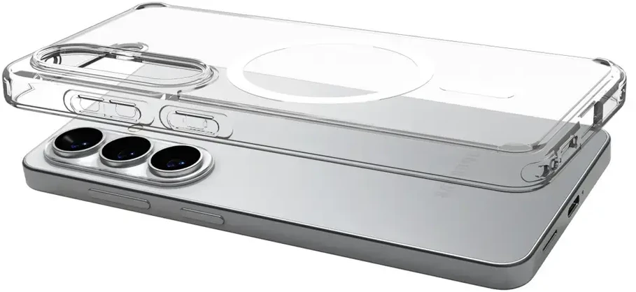 SPIGEN ULTRA HYBRID MAG dėklas, suderinamas su MagSafe, skirtas S26, skaidrus / baltas